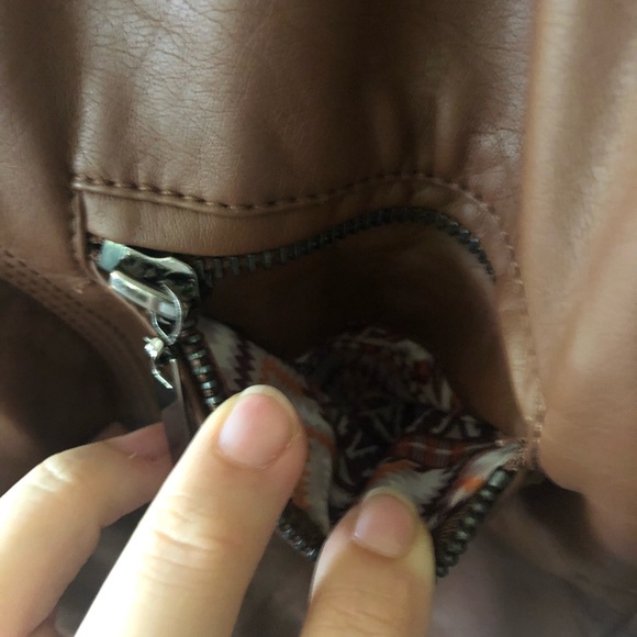 Jou Jou Faux Brown Leather Moto Jacket - Picture 7 of 8